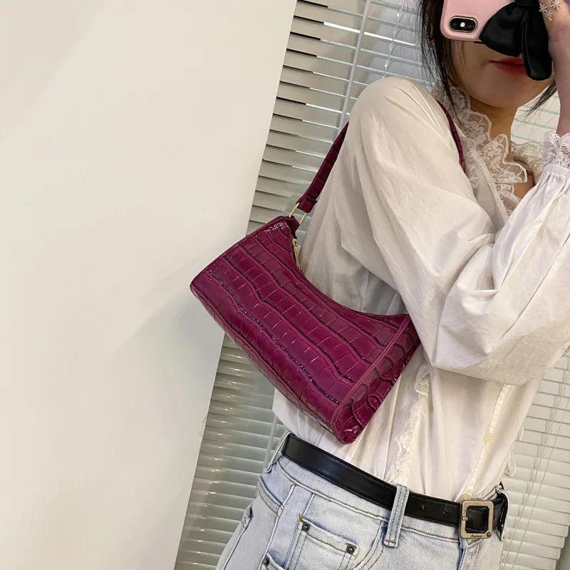 Casual Women Totes Shoulder Bags Shopping Bag Retro Female Leather Solid Chain H