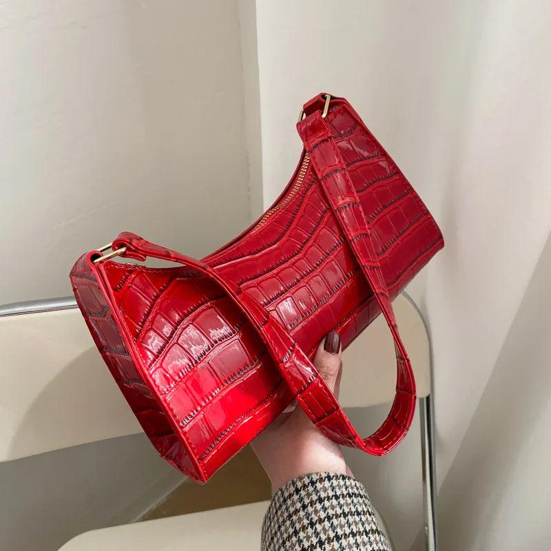 Casual Women Totes Shoulder Bags Shopping Bag Retro Female Leather Solid Chain H