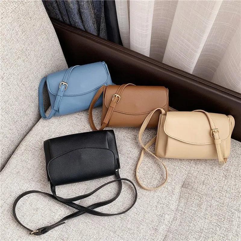 Casual Solid Women Shoulder Messenger Handbags Vintage PU Leather