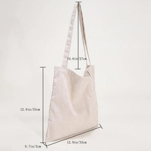 Casual Daisy Printing Ladies Tote Bags Summer Canvas Women Shoulder Bags
