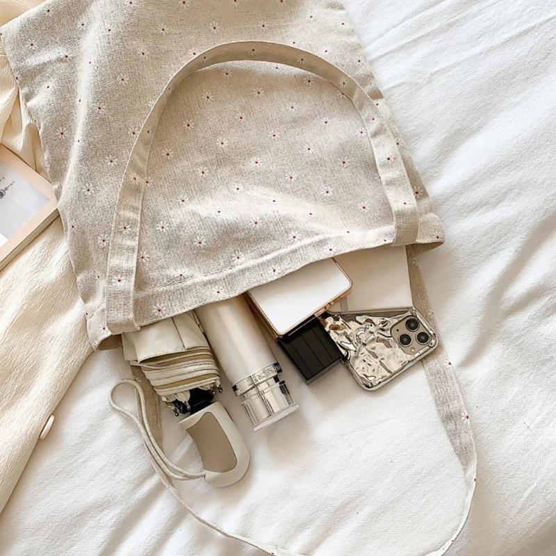 Casual Daisy Printing Ladies Tote Bags Summer Canvas Women Shoulder Bags