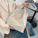 Casual Daisy Printing Ladies Tote Bags Summer Canvas Women Shoulder Bags