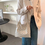 Casual Daisy Printing Ladies Tote Bags Summer Canvas Women Shoulder Bags