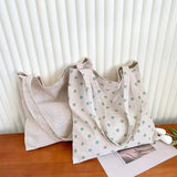 Casual Daisy Printing Ladies Tote Bags Summer Canvas Women Shoulder Bags