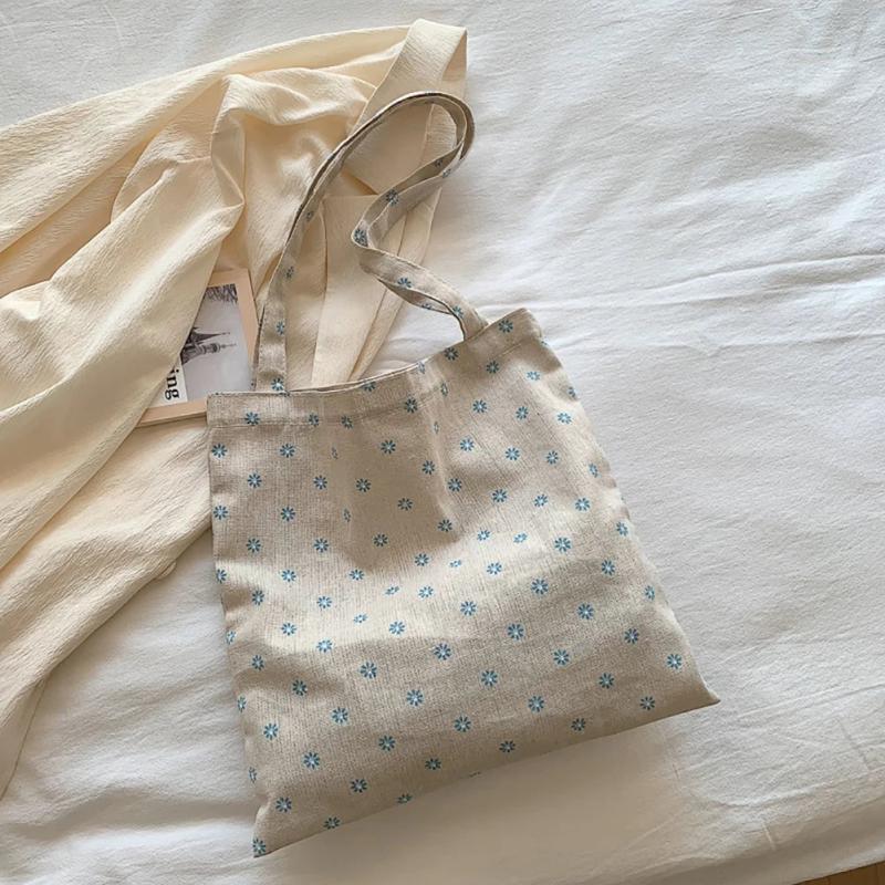 Casual Daisy Printing Ladies Tote Bags Summer Canvas Women Shoulder Bags
