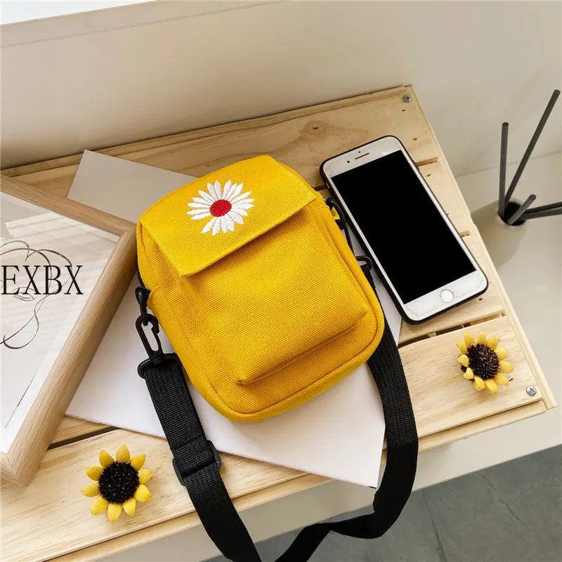 Casual Small Daisy Canvas Women Bag Shoulder Handbag Solid Messenger Bag