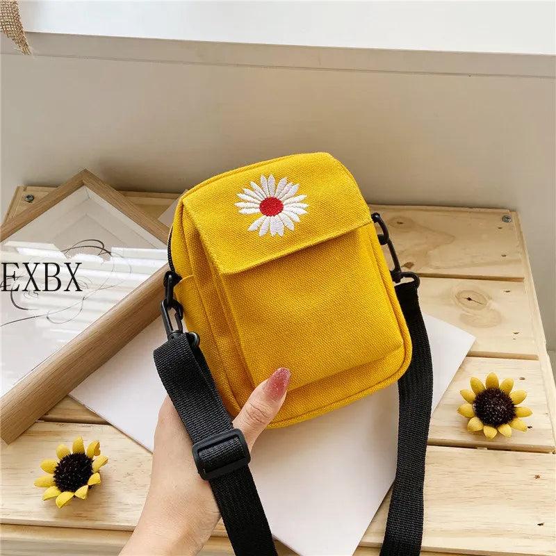Casual Small Daisy Canvas Women Bag Shoulder Handbag Solid Messenger Bag