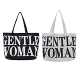 Casual Letter Printed Canvas Handbag Tote for Women
