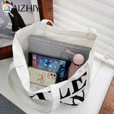 Casual Letter Printed Canvas Handbag Tote for Women
