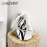 Casual Letter Printed Canvas Handbag Tote for Women