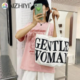 Casual Letter Printed Canvas Handbag Tote for Women