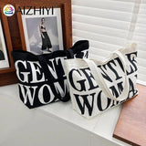 Casual Letter Printed Canvas Handbag Tote for Women