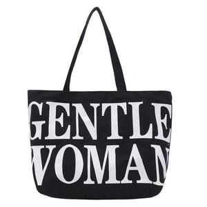 Casual Letter Printed Canvas Handbag Tote for Women
