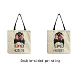 Cartoon Girl Print Tote Handbag, Hairpin Sunglasses, High Capacity