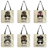 Cartoon Girl Print Tote Handbag, Hairpin Sunglasses, High Capacity