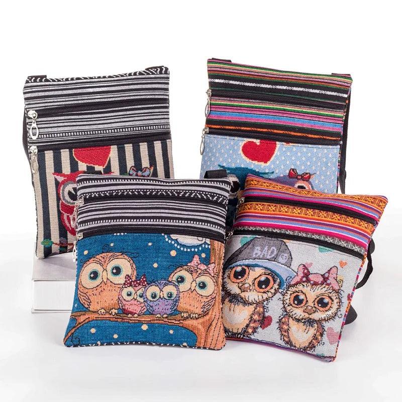 Cartoon Owl Printed Shoulder Bag Casual Small Messenger Bag
