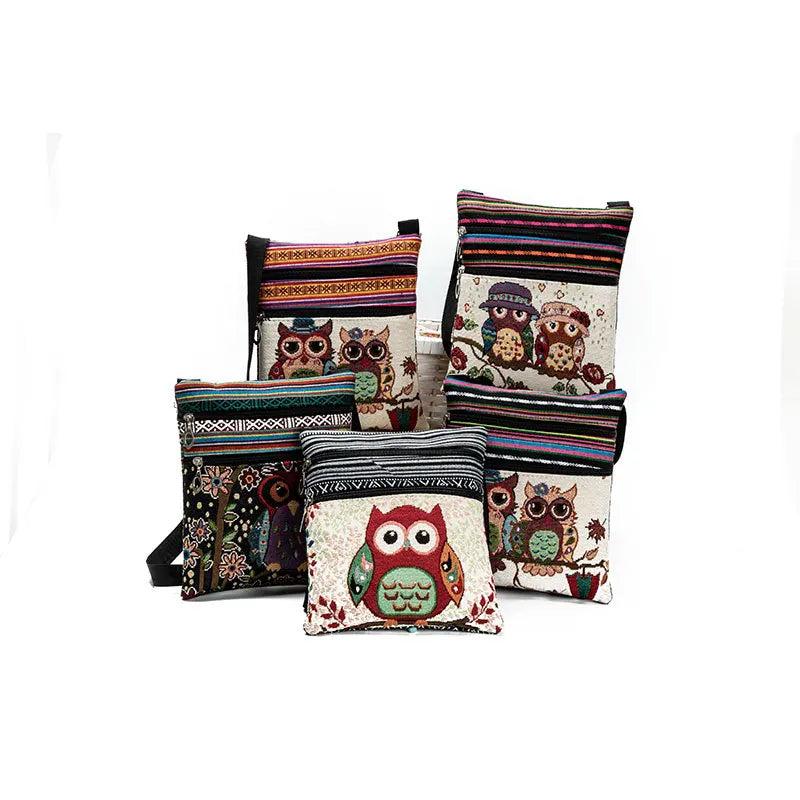 Cartoon Owl Printed Shoulder Bag Casual Small Messenger Bag