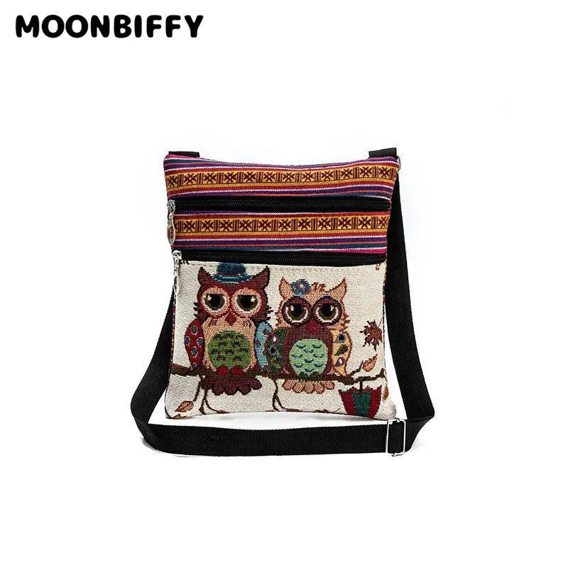 Cartoon Owl Printed Shoulder Bag Casual Small Messenger Bag