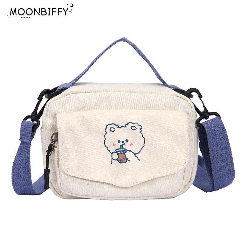 Cartoon Print Mini Handbag Canvas Shoulder Bag