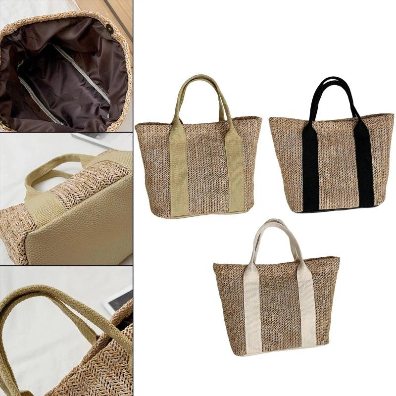 Boho Woven Handbag Large Rattan Tote Beach Travel Women Gift