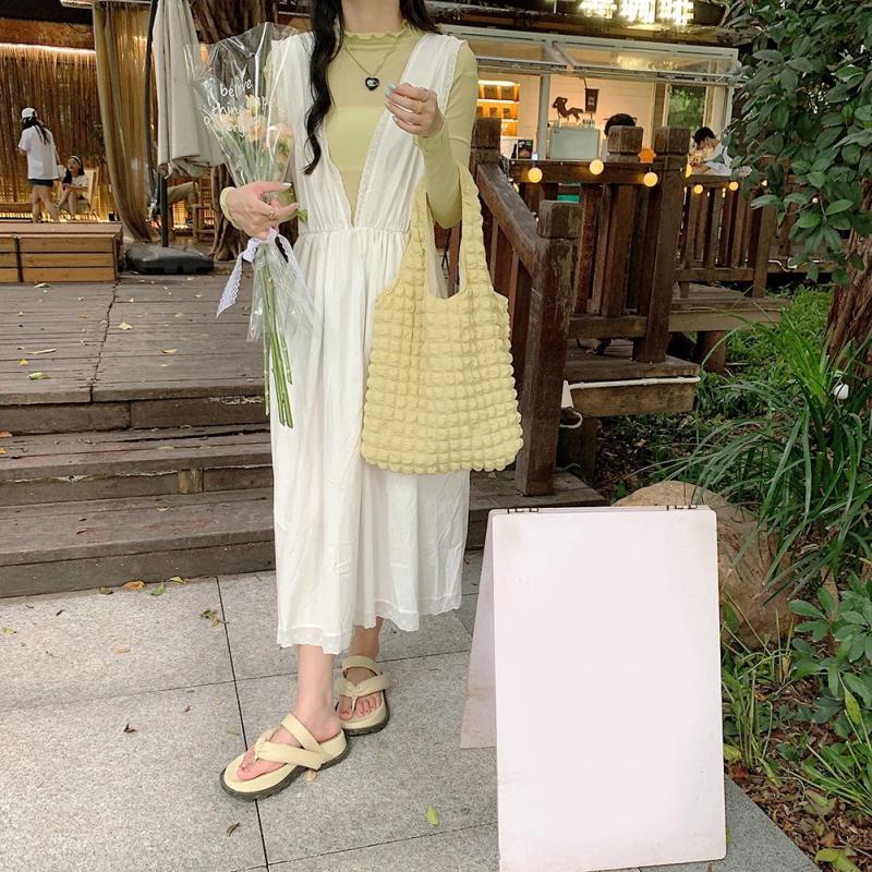 Casual Winter Shoulder Handbags for Women Pleated Large Capacity Underarm Bag