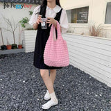 Casual Winter Shoulder Handbags for Women Pleated Large Capacity Underarm Bag