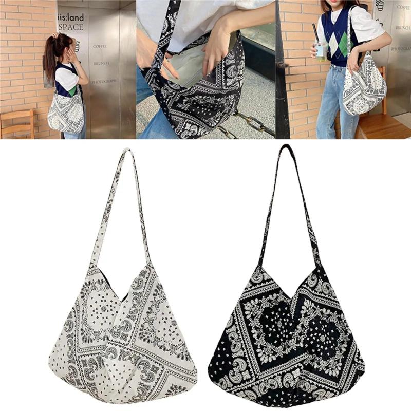 Casual Canvas Shoulder Bag Magnetic Closure Satchel for Women