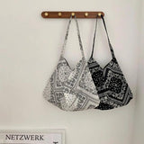 Casual Canvas Shoulder Bag Magnetic Closure Satchel for Women