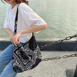 Casual Canvas Shoulder Bag Magnetic Closure Satchel for Women