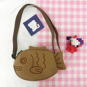 Cartoon Fish Canvas Ladies Messenger Bag Casual Female Small Shoulder Bags