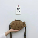 Cartoon Fish Canvas Ladies Messenger Bag Casual Female Small Shoulder Bags