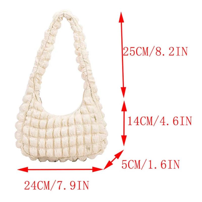 Casual Pleated Shoulder Bag Women Bubble Travel Handbag Underarm Tote
