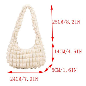 Casual Pleated Shoulder Bag Women Bubble Travel Handbag Underarm Tote
