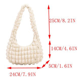 Casual Pleated Shoulder Bag Women Bubble Travel Handbag Underarm Tote