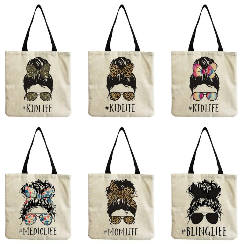 Cartoon Girl Print Foldable Handbag Outdoor Woman Hairpin Sunglasses