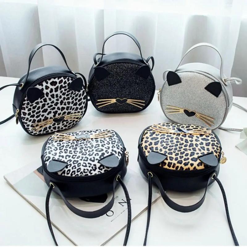 Cat Lady Handbag Purses Leopard Messenger Shoulder Bag
