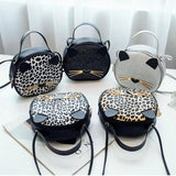 Cat Lady Handbag Purses Leopard Messenger Shoulder Bag