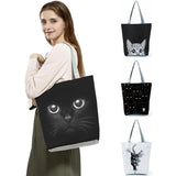 Cat Print Shopper Bag Handbag Reusable Shoulder Beach Bag