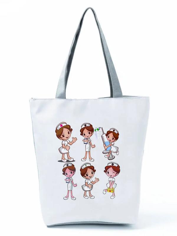 Cartoon Nurse Printed Handbag Women Shoulder Bag High Capacity