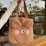 Cartoon Fuzzy Tote Bear Shoulder Bag Large Capacity