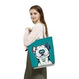 Bull Terrier Dog Print Shopping Bags Funny Tote Women Handbag