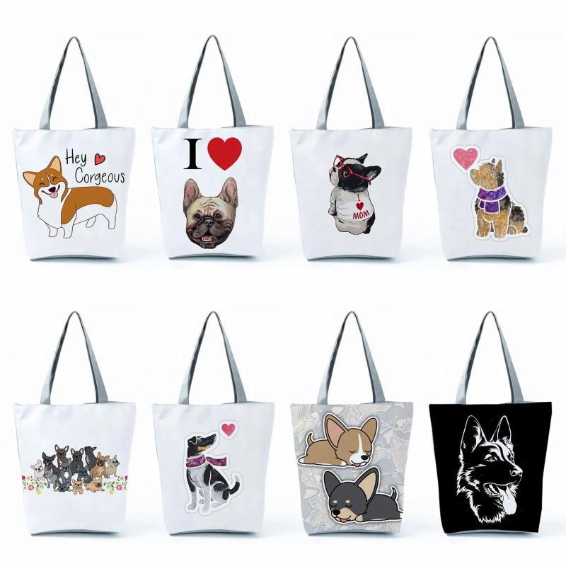 Cartoon Dog Print Tote Bag for Women