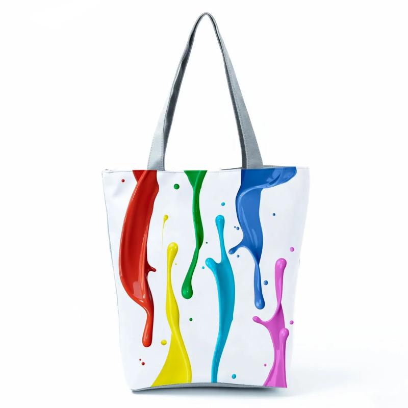 Bright Colors Paint Printed Handbag High Capacity Shoulder Bag