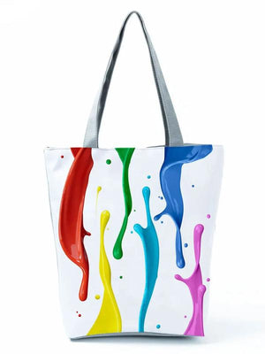 Bright Colors Paint Printed Handbag High Capacity Shoulder Bag