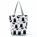 Cartoon Cat Printed Handbag Women Large Capacity Shoulder Bag