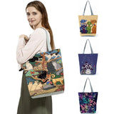 Cartoon Cat Shoulder Bag Foldable Shopping Tote