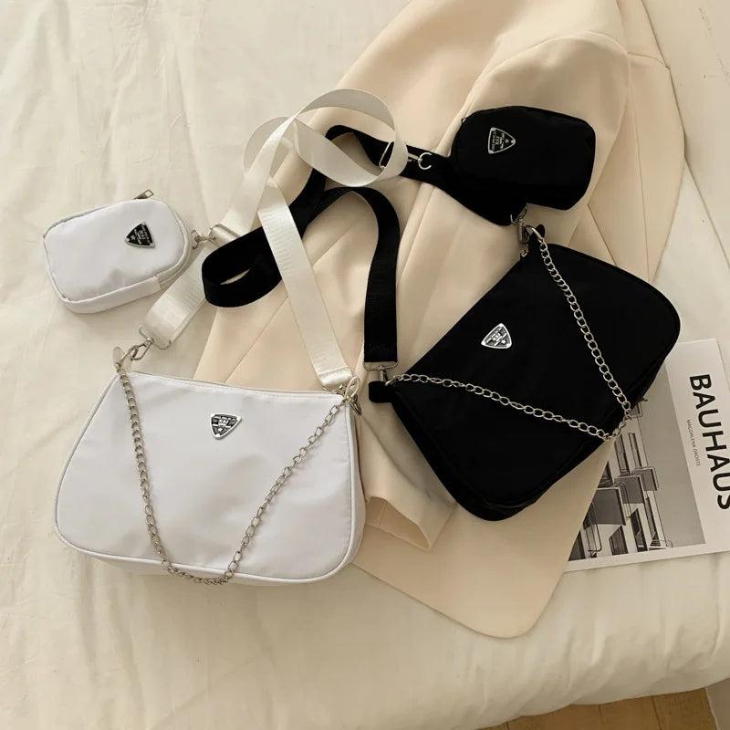 Casual Shoulder Bag Chain Crossbody High Square Purses Handbags 2pcs