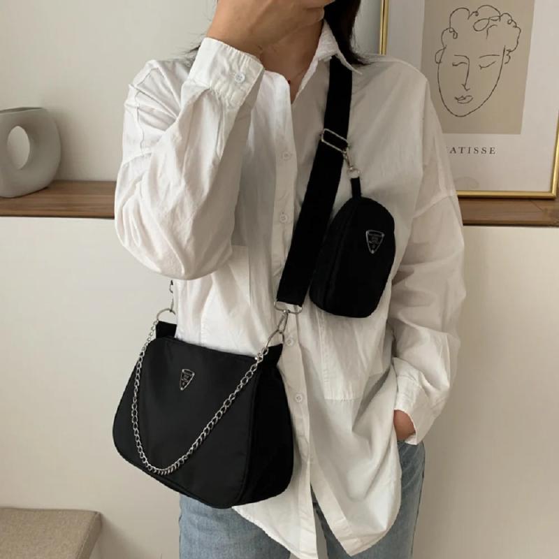 Casual Shoulder Bag Chain Crossbody High Square Purses Handbags 2pcs