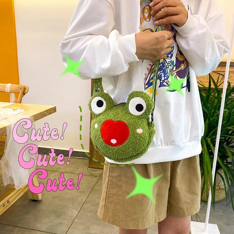 Cartoon Frog Messenger Bag Plush Doll Student Girl Shoulder Bags Handbags