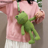 Cartoon Frog Messenger Bag Plush Doll Student Girl Shoulder Bags Handbags
